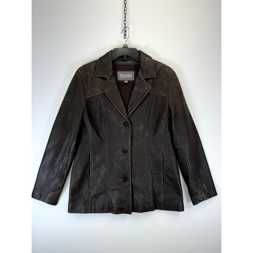 Wilsons Leather Jacket Men’s Large Brown Long Sleeve 100% Leather